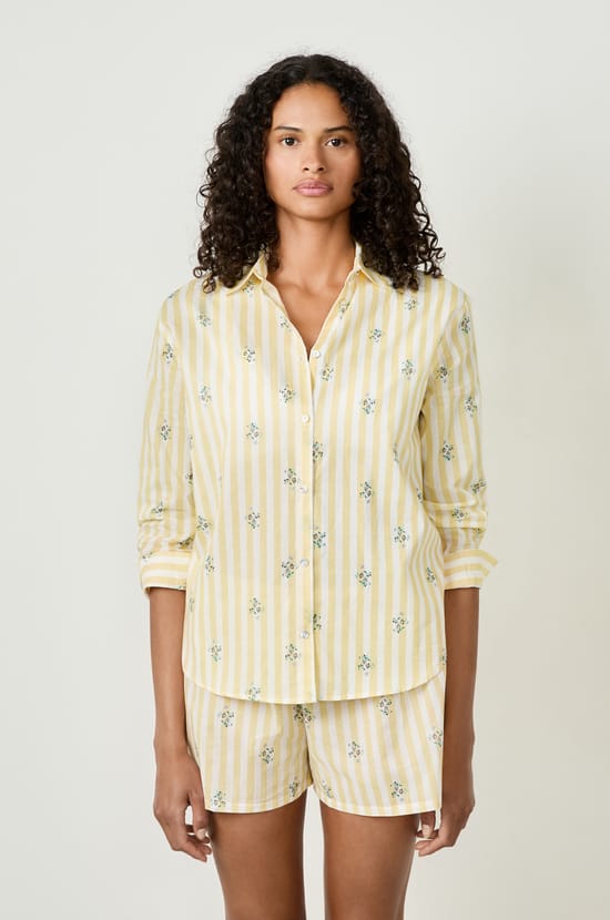 Cotton pyjama shirt with patterns;${refinementColor}