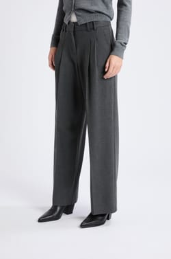 Wide-leg twill trousers;${refinementColor}
