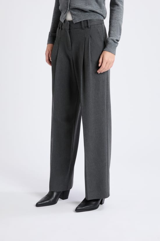 Wide-leg twill trousers;${refinementColor}
