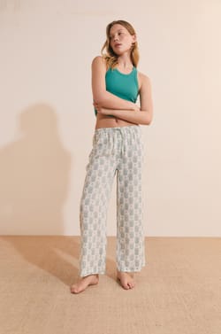 Pantalon de pyjama 7/8 &agrave; motifs;${refinementColor}