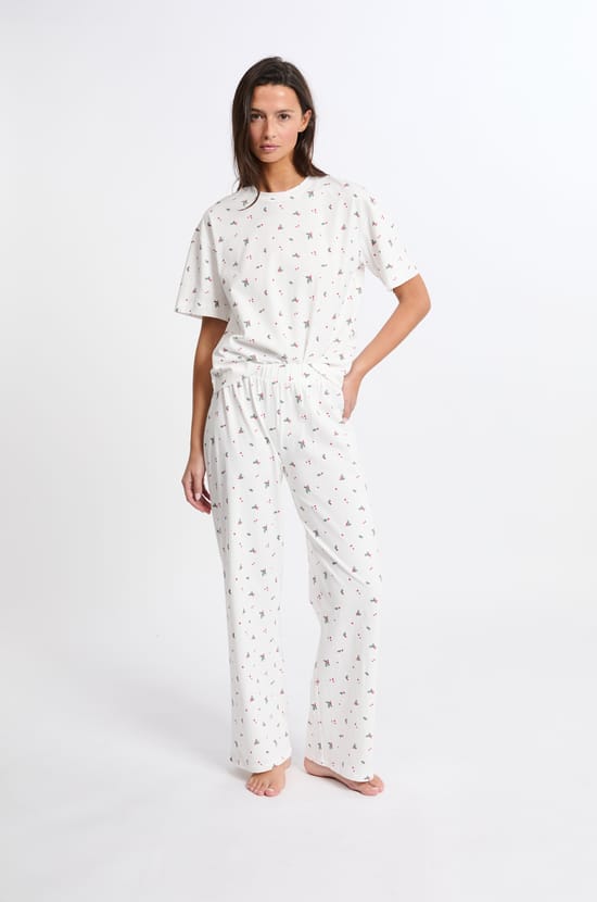 Pyjama 2 pièces à motifs en coton;${refinementColor}
