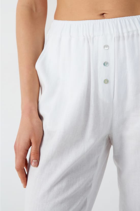 Straight Leg Linen Pyjama Trousers;${refinementColor}
