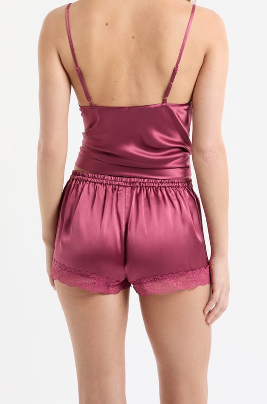 Silk Shorts with Lace Details;${refinementColor}