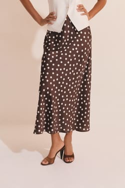 Jupe longue &agrave; pois;${refinementColor}