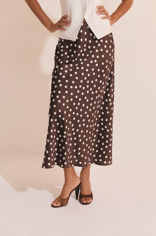 Jupe longue &agrave; pois;${refinementColor}