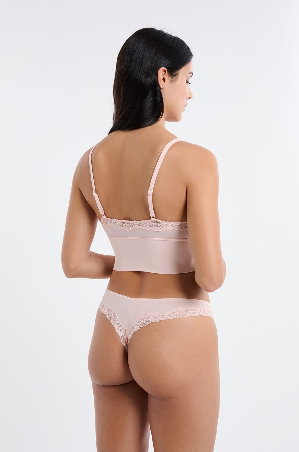 Soutien-gorge triangle en microfibre et dentelle;${refinementColor}