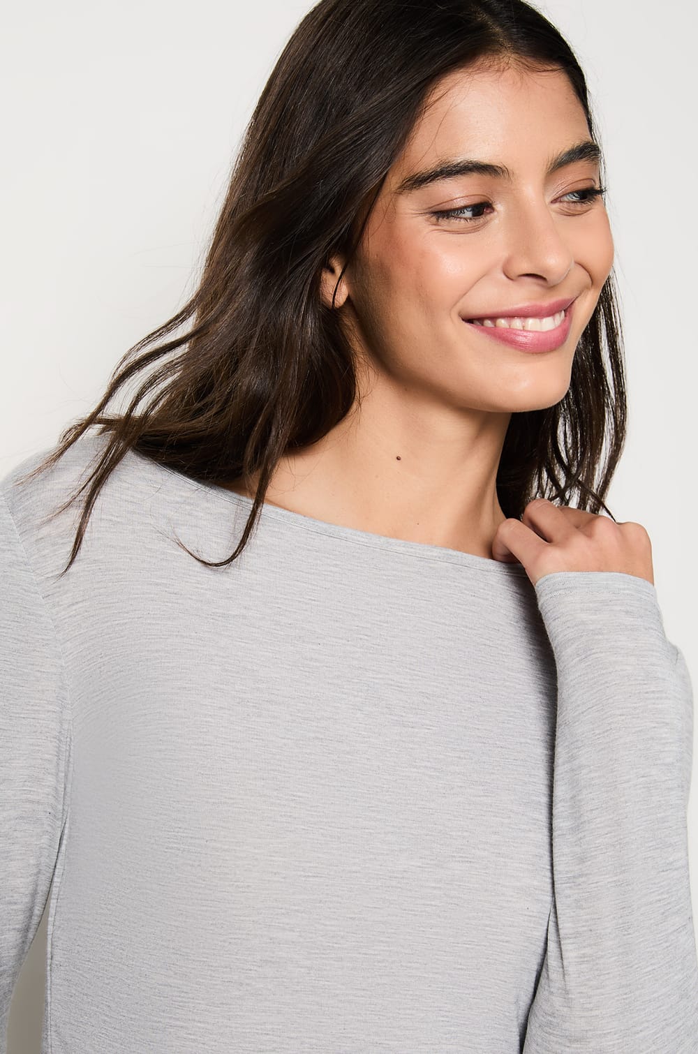 Long Sleeve Thermal Knit T-Shirt;${refinementColor}