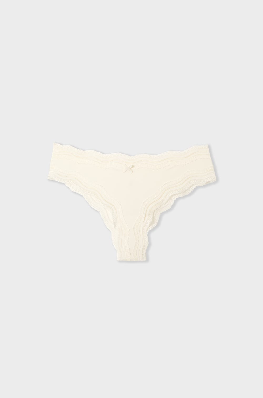 Microfibre Tanga with Lace Trim;${refinementColor}