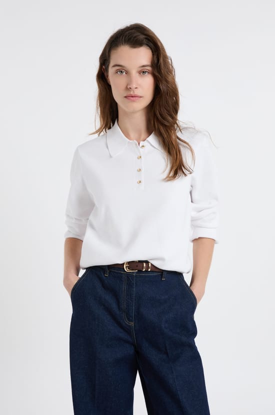 Pull col polo avec boutons dor&eacute;s;${refinementColor}