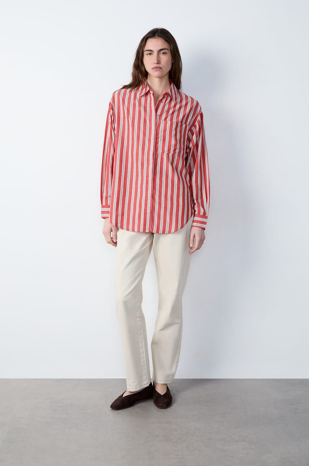 Long-sleeved striped shirt;${refinementColor}