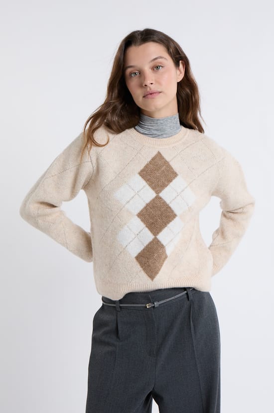 Pull col rond à motifs;${refinementColor}