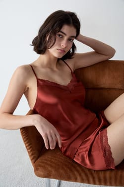 Silk Camisole with Lace Details;${refinementColor}