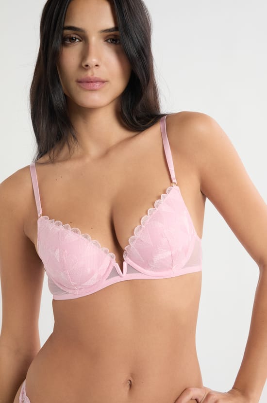 Soutien-gorge N.2 - Push-up plongeant &agrave; broderie c&oelig;urs;${refinementColor}