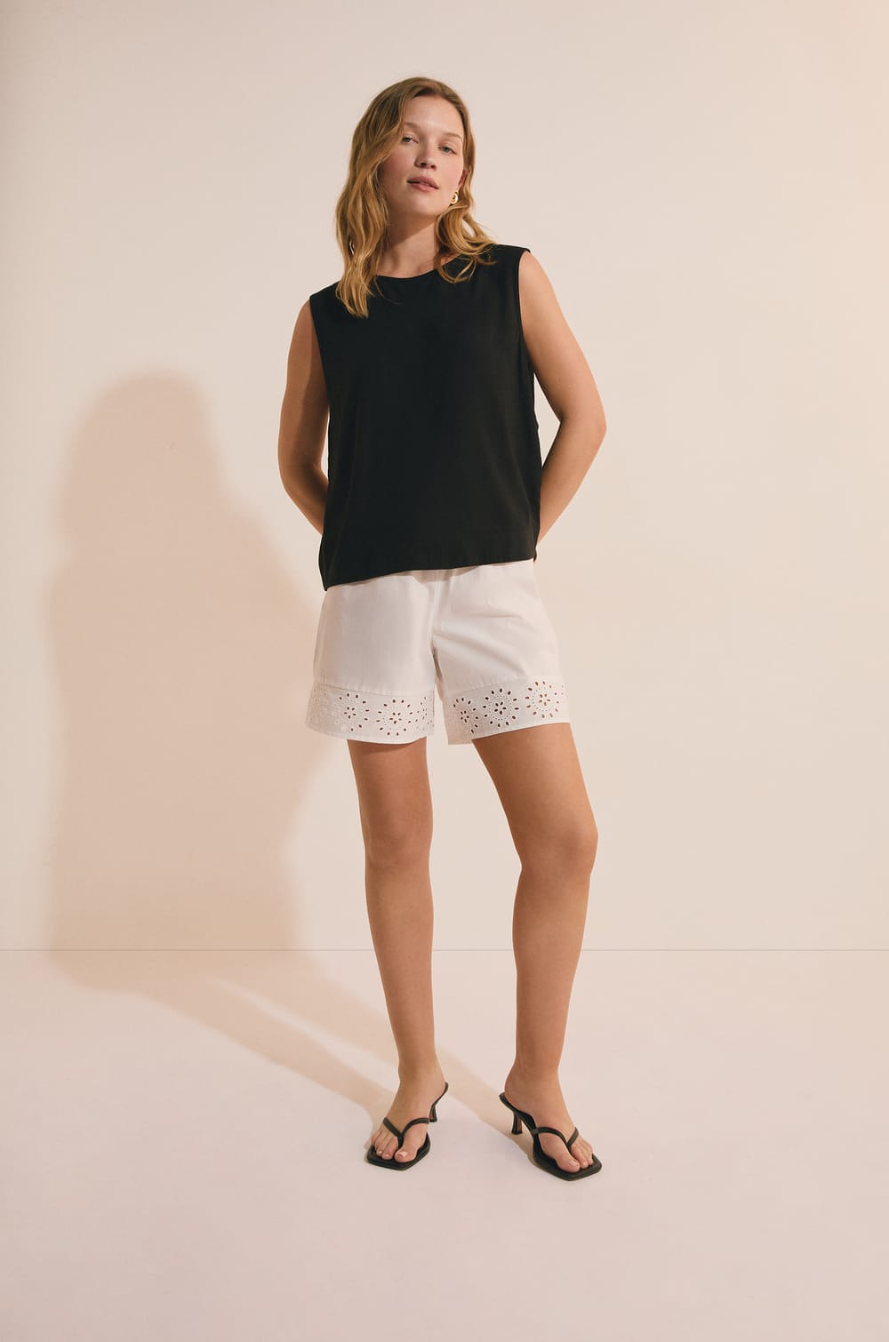 Cotton Bermuda Shorts with Embroidery;${refinementColor}