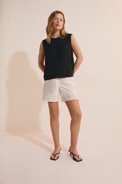 Cotton Bermuda Shorts with Embroidery;${refinementColor}