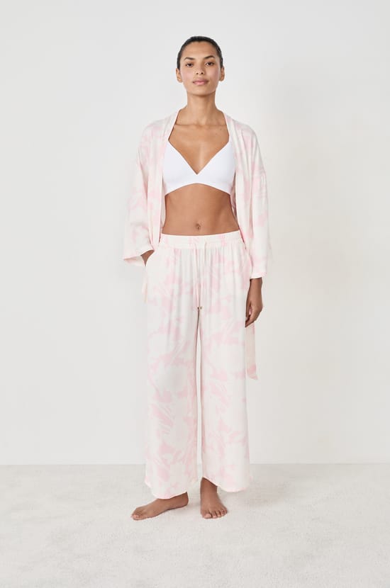 Pantalon de pyjama satiné à imprimés;${refinementColor}