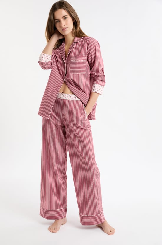 Pantal&oacute;n de pijama a rayas con algod&oacute;n;${refinementColor}