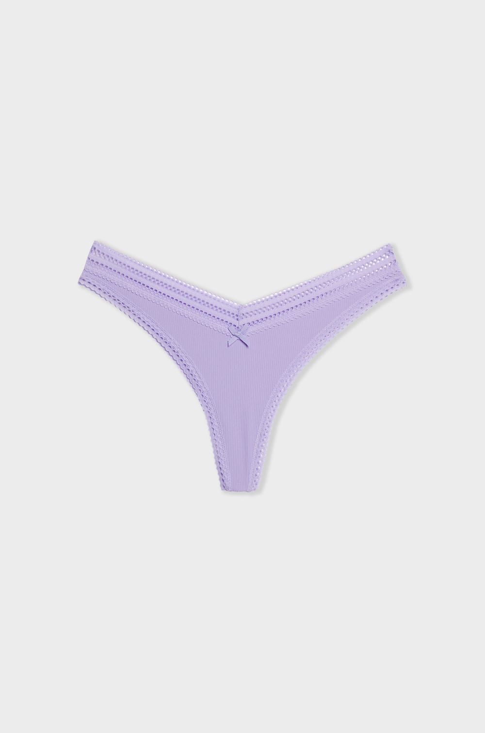 Tanga V-shape de microfibra y encaje;${refinementColor}