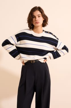 Pull manches longues &agrave; rayures;${refinementColor}