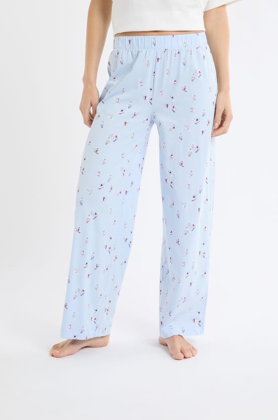 Pantalon en coton à motif skieurs;${refinementColor}