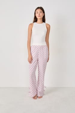 Pantalon de pyjama à imprimés en coton;${refinementColor}
