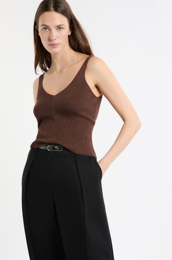 Ribbed Iridescent Tank Top;${refinementColor}