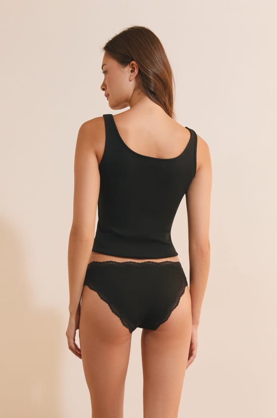 Pack of 3 Cotton and Lace Briefs;${refinementColor}
