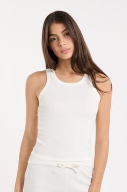 Round Neck Pyjama Tank Top with Cotton;${refinementColor}