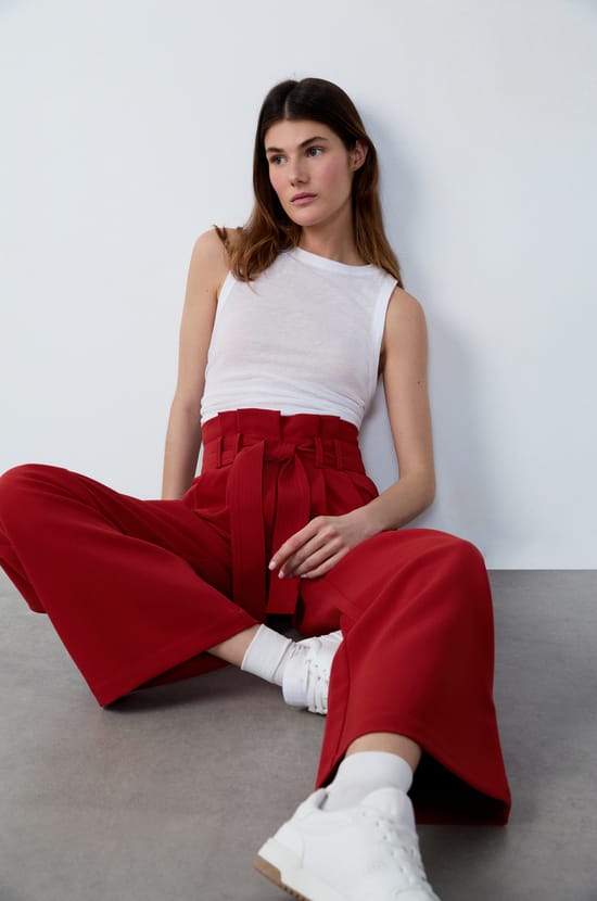 Pantalon large à nouer;${refinementColor}