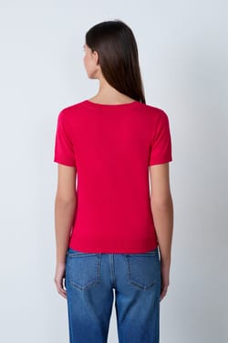 T-shirt col V manches courtes;${refinementColor}