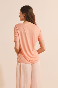 T-shirt col V manches courtes;${refinementColor}
