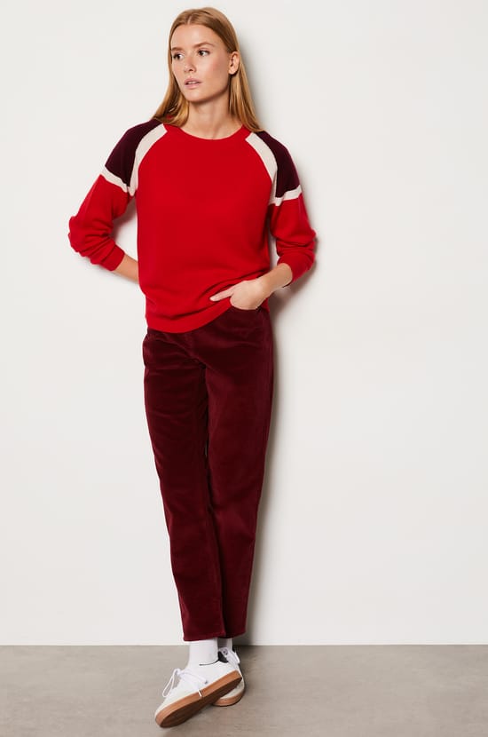 Pantalon côtelé en coton coupe droite;${refinementColor}
