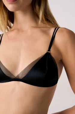 Bügelloser Triangel-BH aus Seide mit Tüll-Details;${refinementColor}
