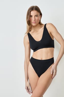 Soutien-gorge brassière côtelée;${refinementColor}