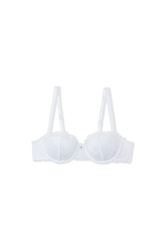 Push-up Balconette Bra in Lace and Satin;${refinementColor}