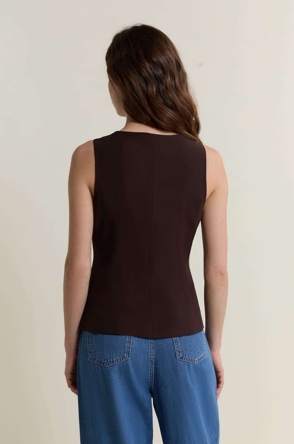 Sleeveless Top with Buttons;${refinementColor}