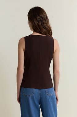 Sleeveless Top with Buttons;${refinementColor}