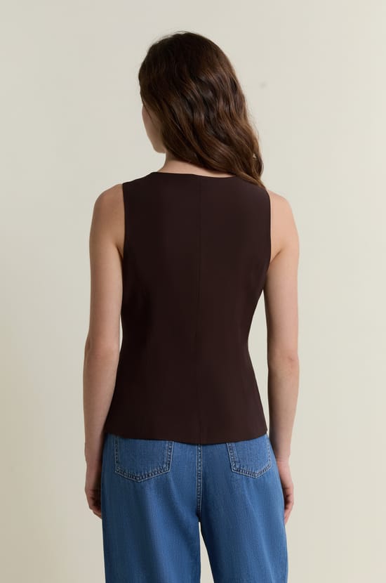 Sleeveless Top with Buttons;${refinementColor}