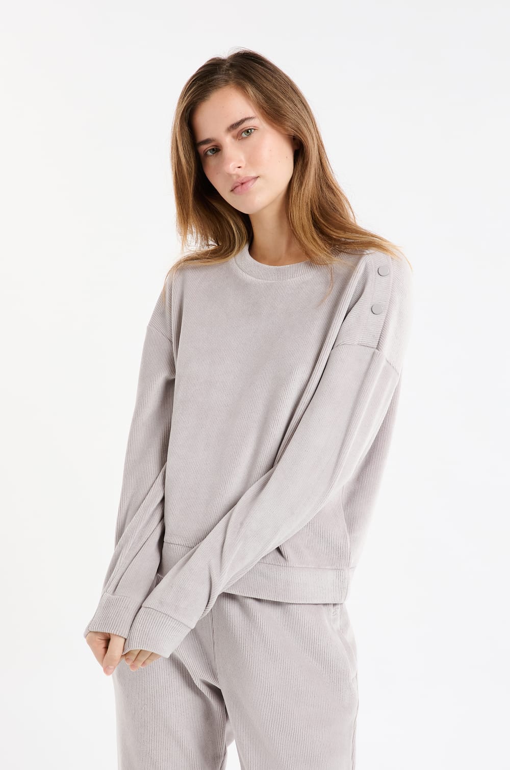 Round Neck Pajama Sweatshirt;${refinementColor}