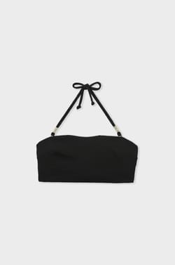 Bandeau haut de maillot à nouer détails perles;${refinementColor}