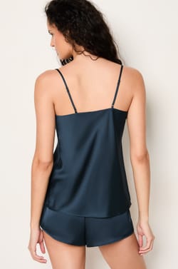 Satin Camisole with Lace Neckline;${refinementColor}