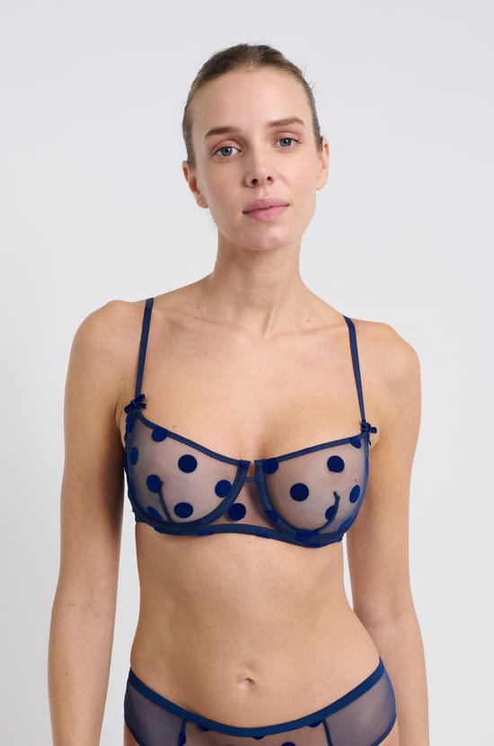 Bra No.9 - Balconette in flocked tulle;${refinementColor}