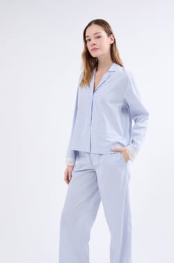 Chemise de pyjama à manches longues à rayures;${refinementColor}
