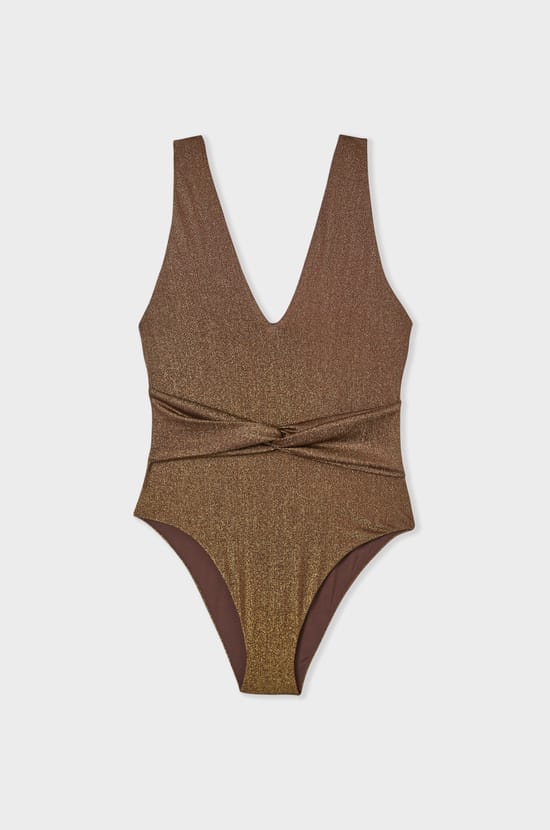 Traje de baño tejido brillante;${refinementColor}