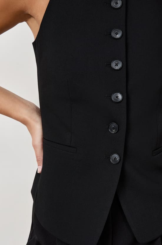 Sleeveless Button-Up Cardigan;${refinementColor}