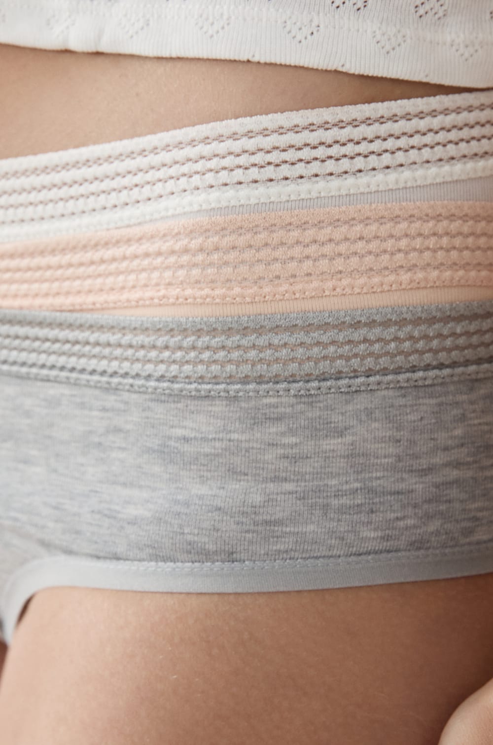 3-Pack of Cotton and Lace Briefs;${refinementColor}