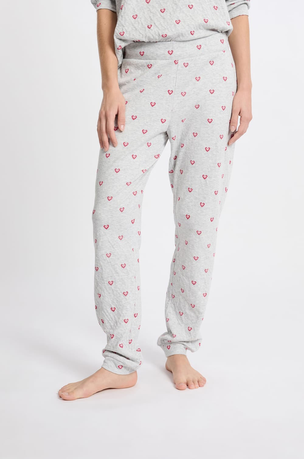 Pantalon de pyjama en coton à motifs coeurs;${refinementColor}
