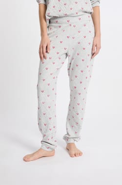 Pantalon de pyjama en coton à motifs coeurs;${refinementColor}