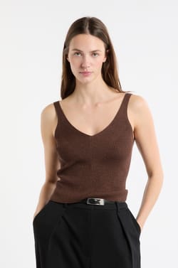 Geribbeld iriserend tanktop;${refinementColor}