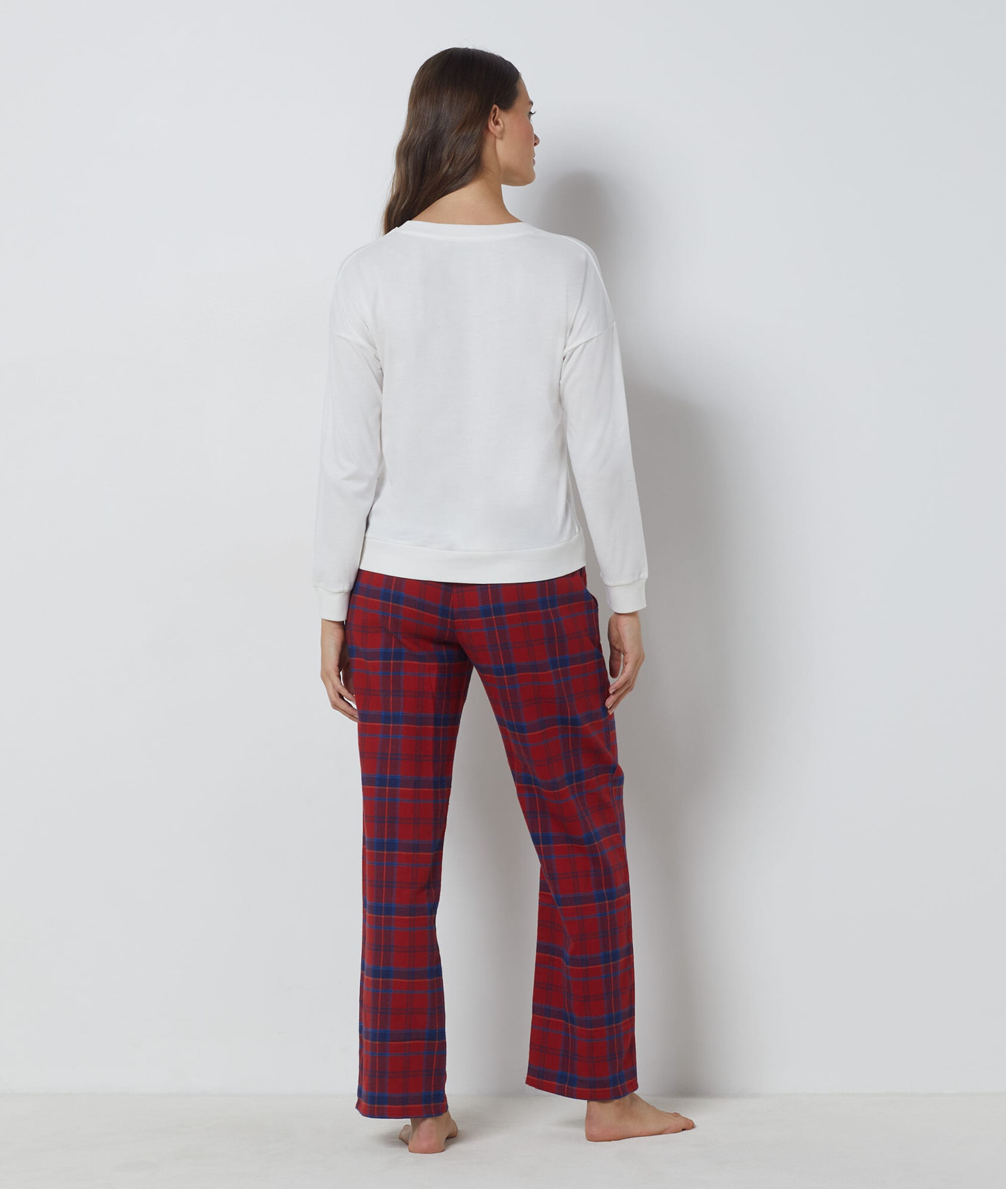 Leversic Damen Pyjama Set Langarm - Karierter Baumwoll Schlafanzug Für Herbst & Winter